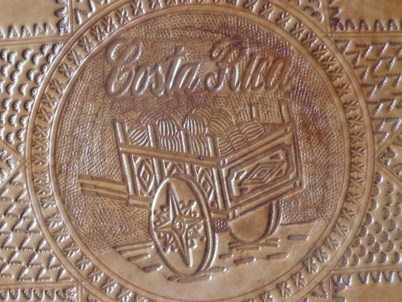 Free Shipping Vintage Costa Rica Souvenir Star Pattern Wall Hanging Vintage Leather Platter