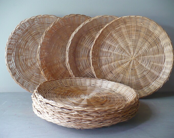 Vintage Paper Plate Holder Set of Eight Wicker Paper Plate Etsy