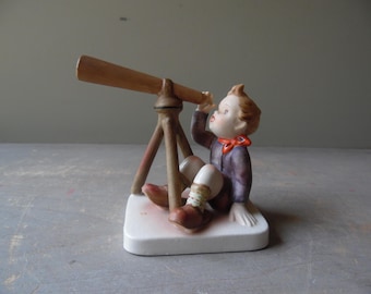 Vintage Boy with Telescope Figurine American Children Astrologer, TheEarlyBirdFinds