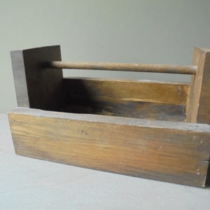 Vintage Wood Tool Caddy, Handmade Wooden Box, Rustic Wooden Carpenters Toolbox, TheEarlyBirdFinds