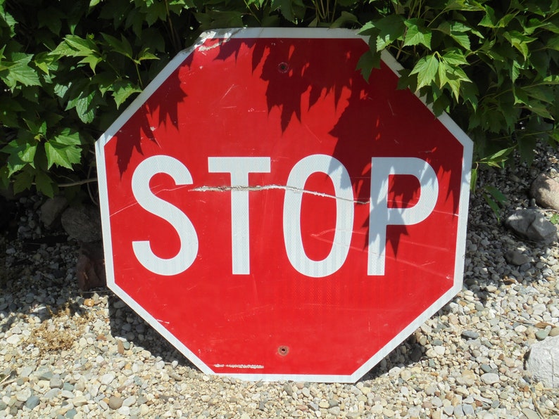 Vintage Stop Sign Large Metal Stop Sign 30 Road Sign Etsy
