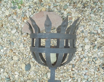 Medieval Wall Sconce Torch, Vintage Electric Wall Sconce, Wrought Iron Light, Halloween Lighting, TheEarlyBirdFinds