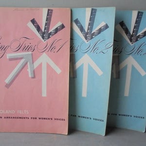 Ensemble de livres Sing Trios, partitions, arrangements modernes pour voix de femmes, recueil de chansons vintage, TheEarlyBirdFinds