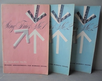 Sing Trios Book Set, Sheet Music Modern Arrangements for Women's Voices, Vintage Song Book, TheEarlyBirdFinds