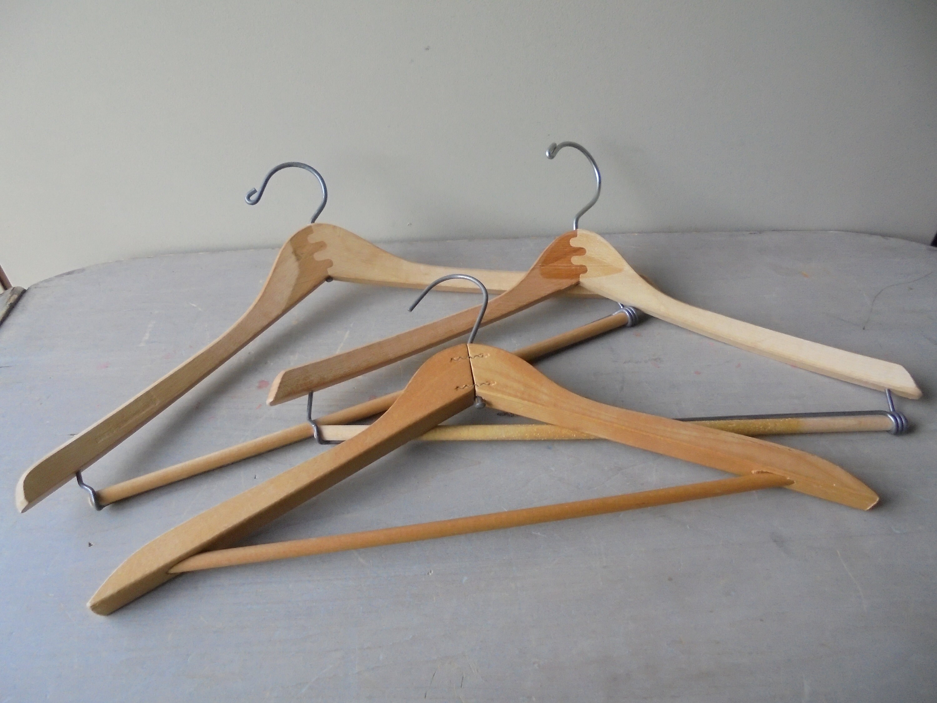 Vintage Wood Hangers Set of Seven Wood and Metal Hangers Etsy