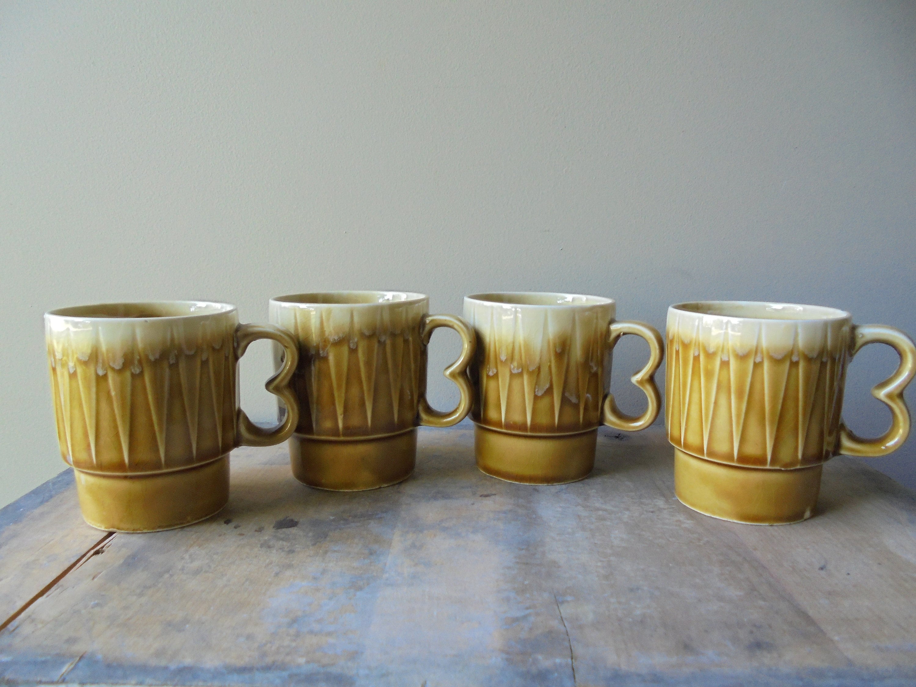 Vintage Mustard Yellow Coffee Mug Yellow Stackable Coffee Etsy