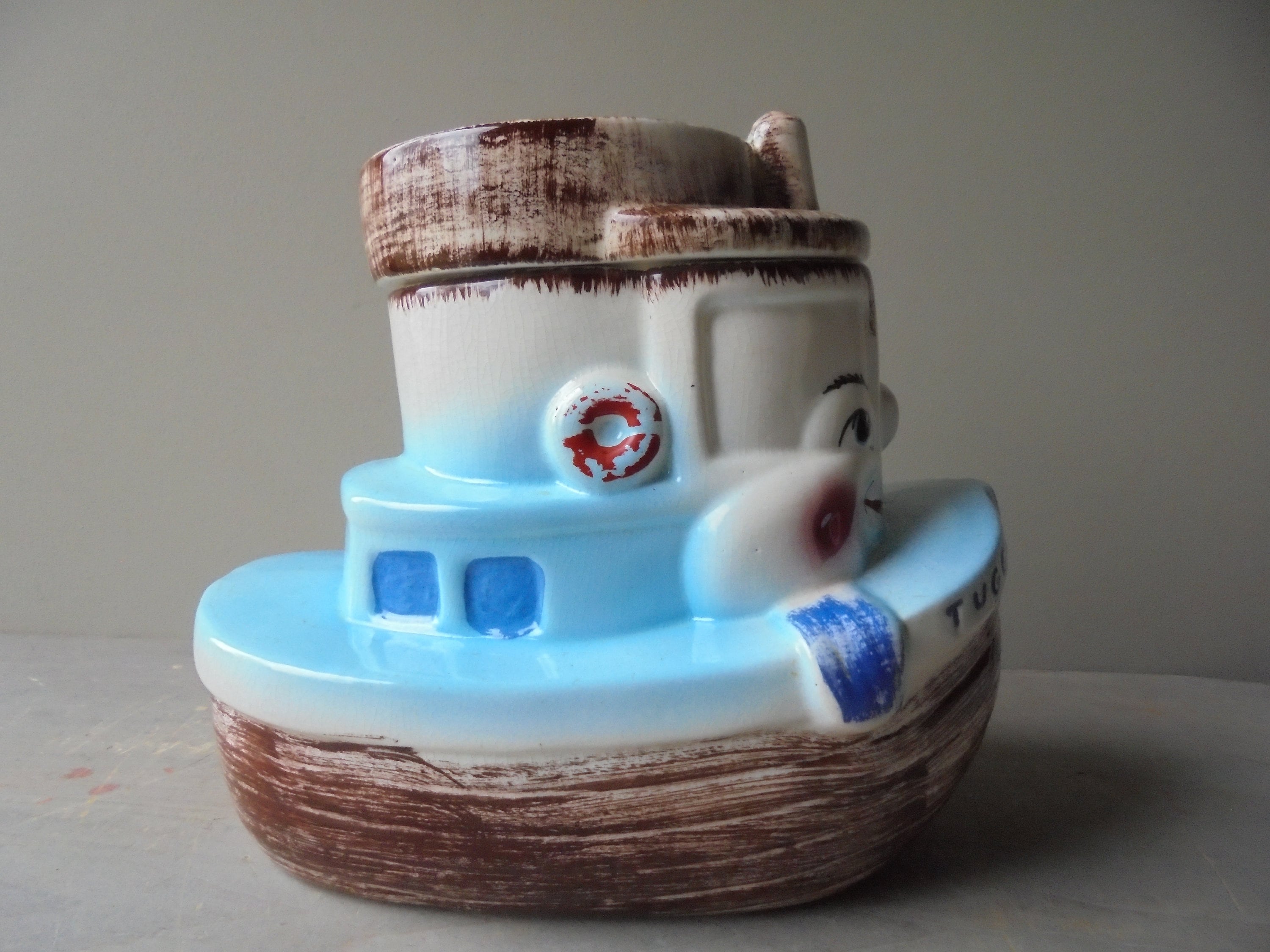 Tuggle the Tugboat Cookie Jar, Vintage Nautical Cookie Jar, Kitchen ...