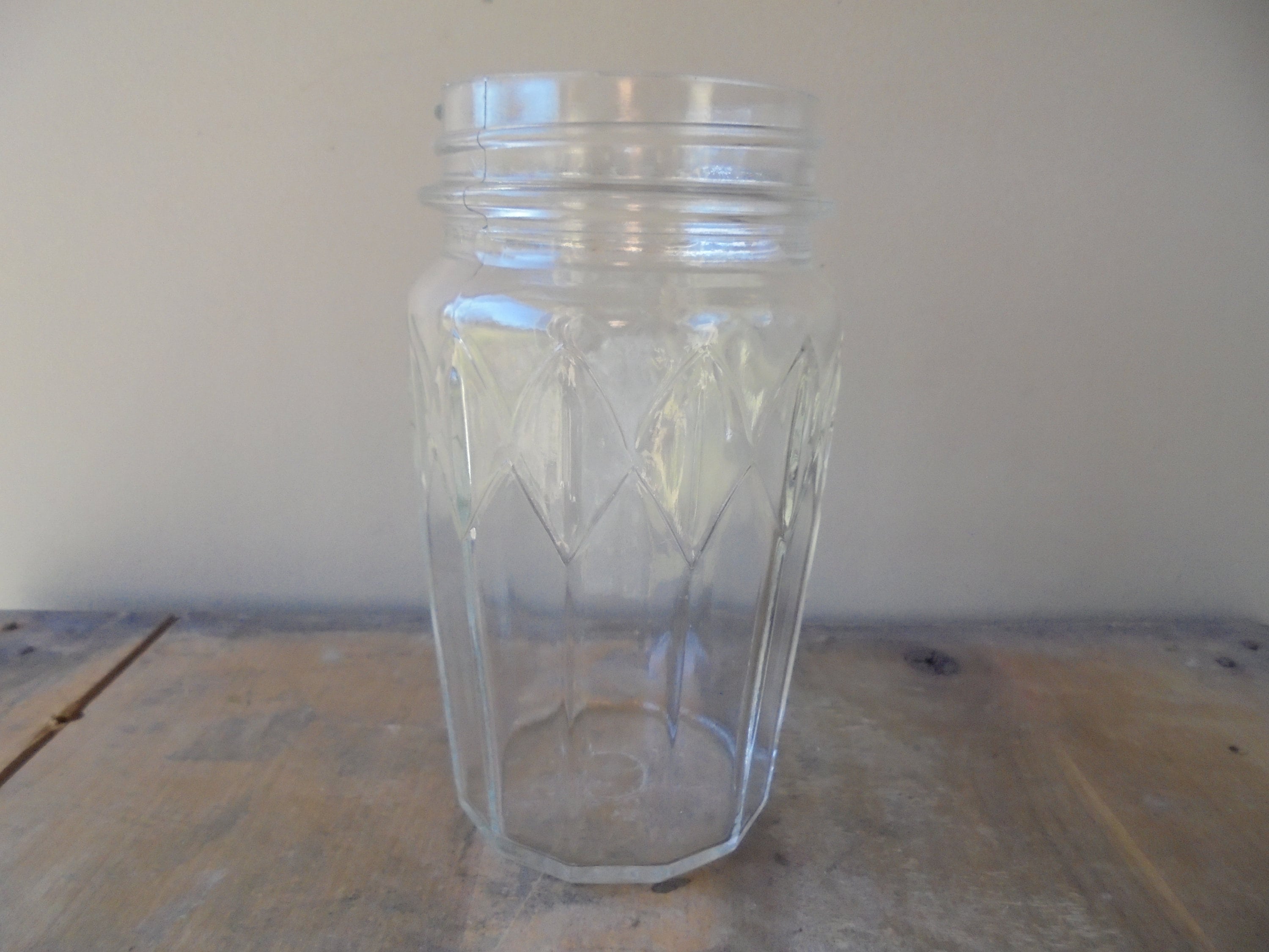 Vintage 12” Tall Glass Jar Container With Lid Thick Clear Glass (CT)