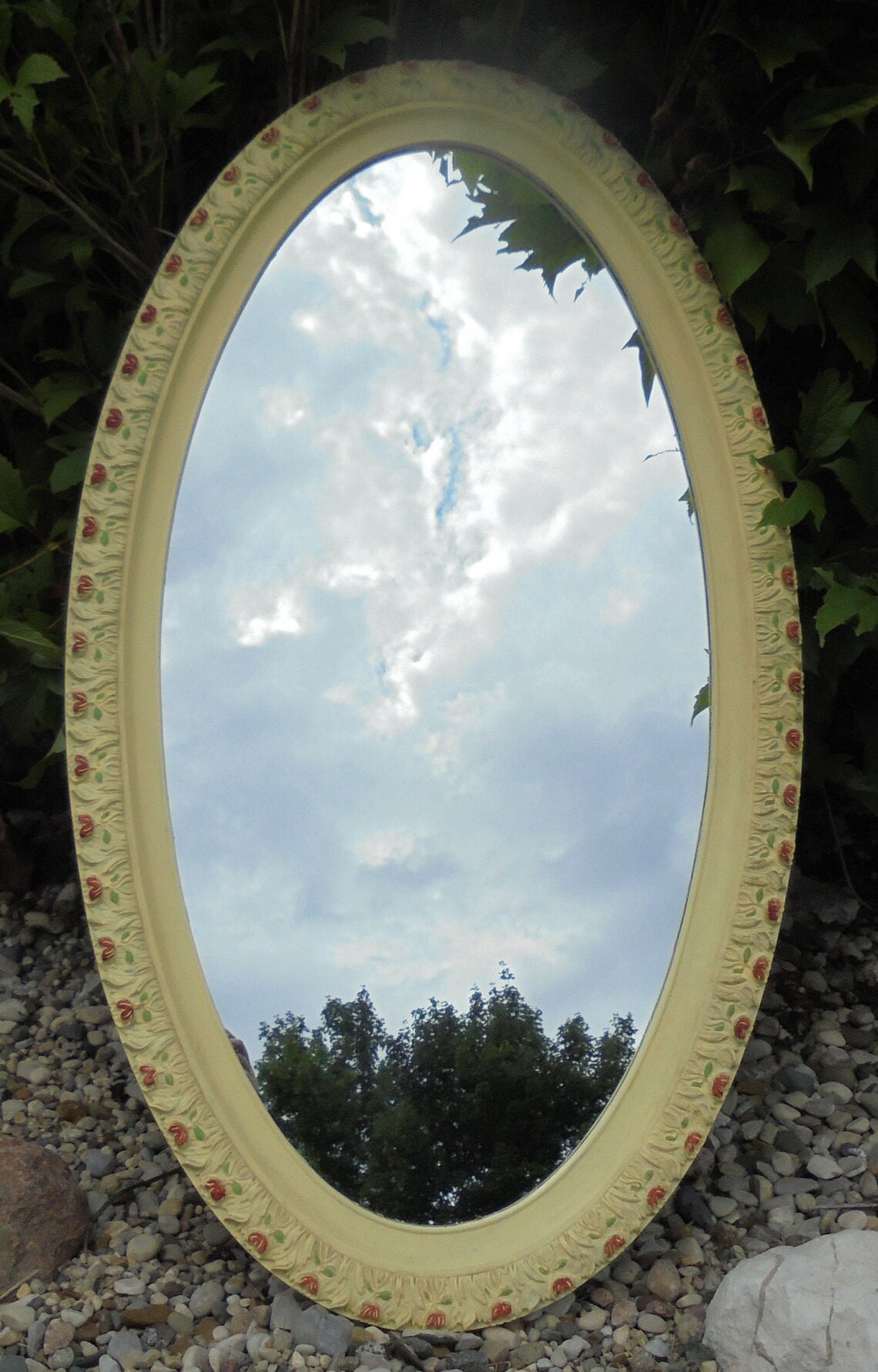 Vintage Recessed Medicine With Oval Mirror Etsy