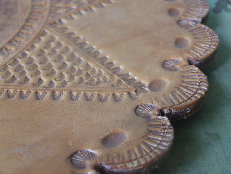 Free Shipping Vintage Costa Rica Souvenir Star Pattern Wall Hanging Vintage Leather Platter