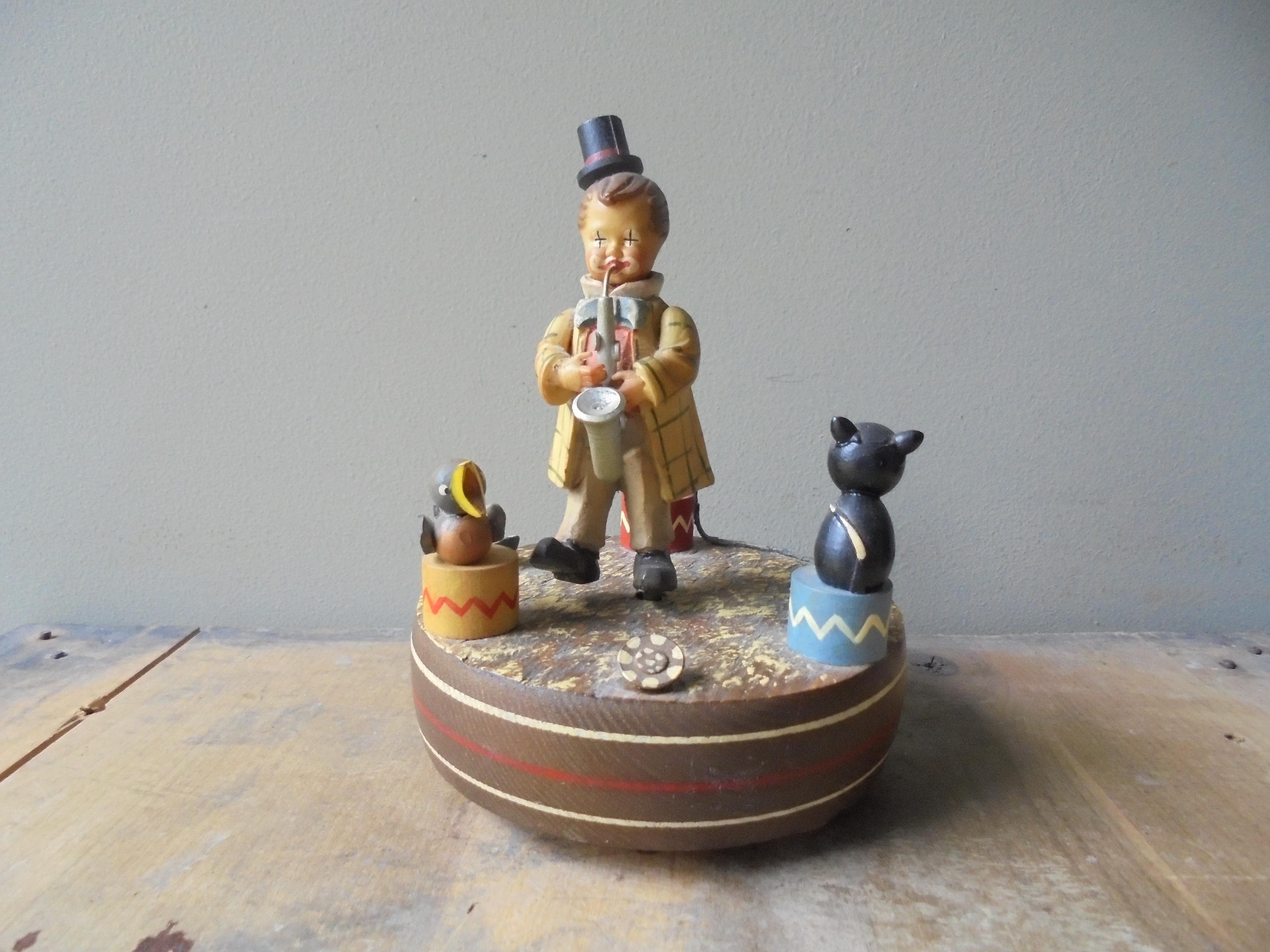 Vintage Reuge Music Box, Clown Playing Saxophone, When the