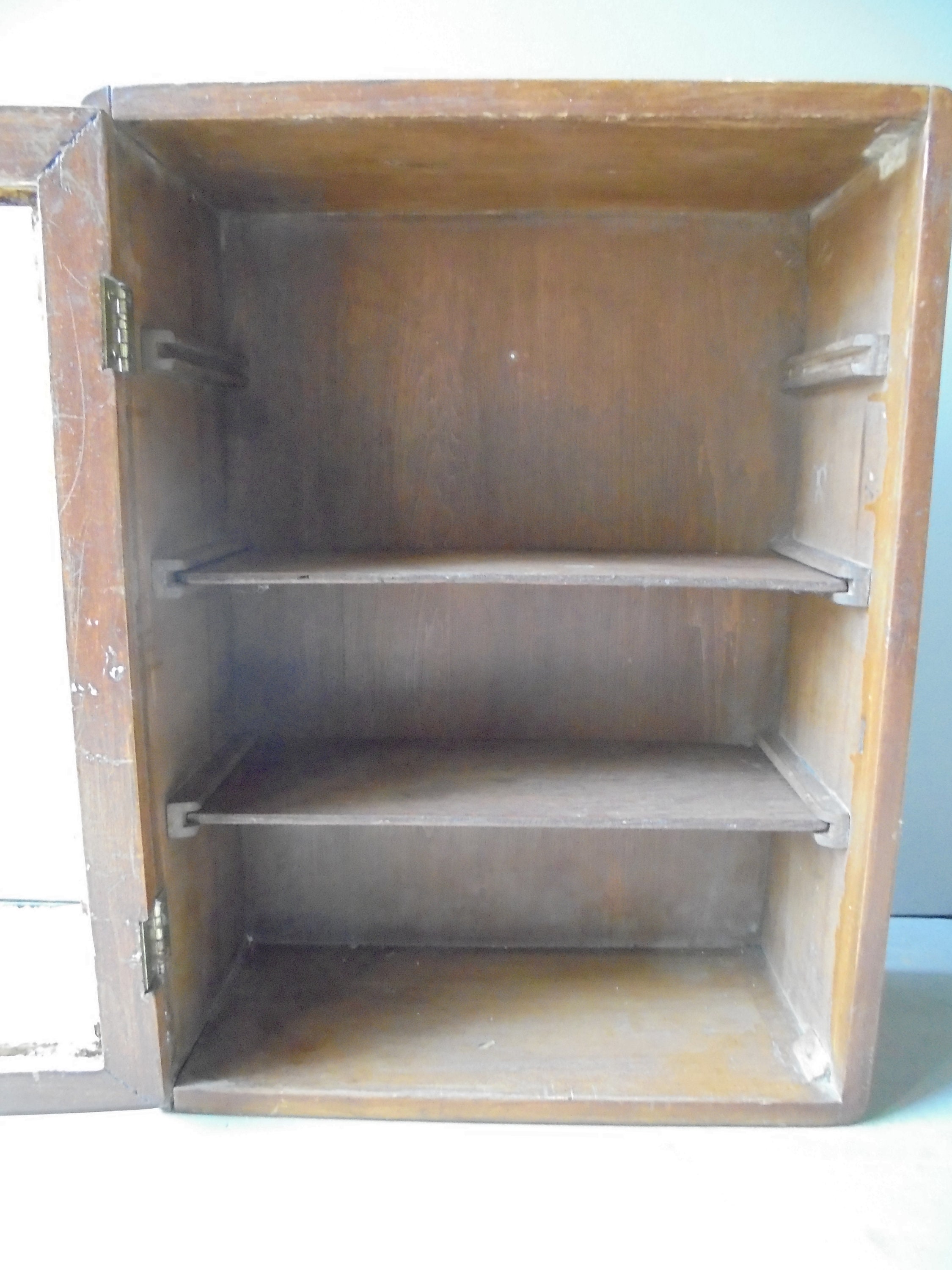 Vintage Wooden Medicine With Mirror Adjustable Shelf Etsy