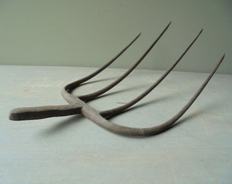 Vintage Hay Fork Head Rustic Pitchfork with Four Tines, TheEarlyBirdFinds