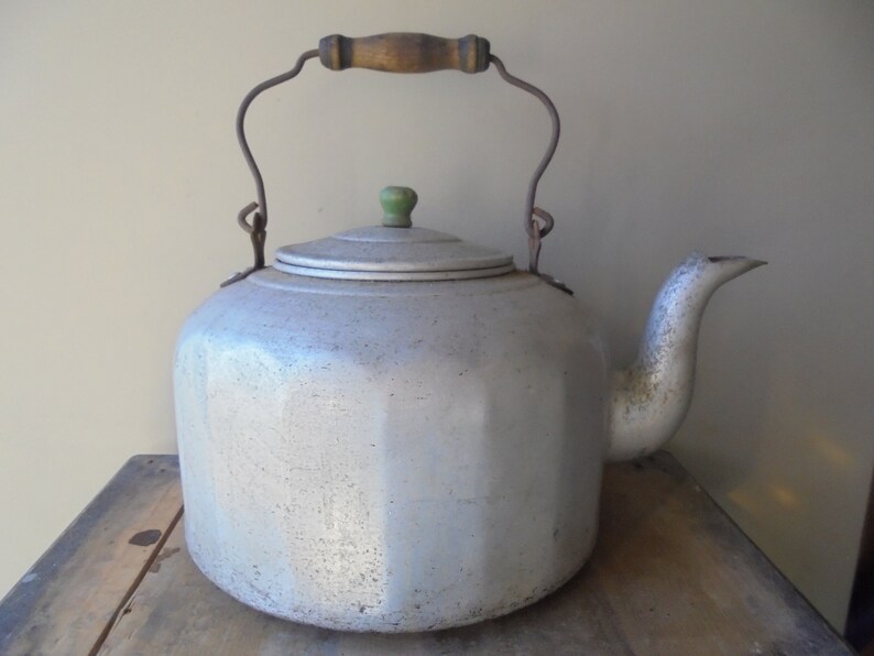 Vintage Tea Kettle Vintage Wood and Metal Tea Kettle Vintage Etsy