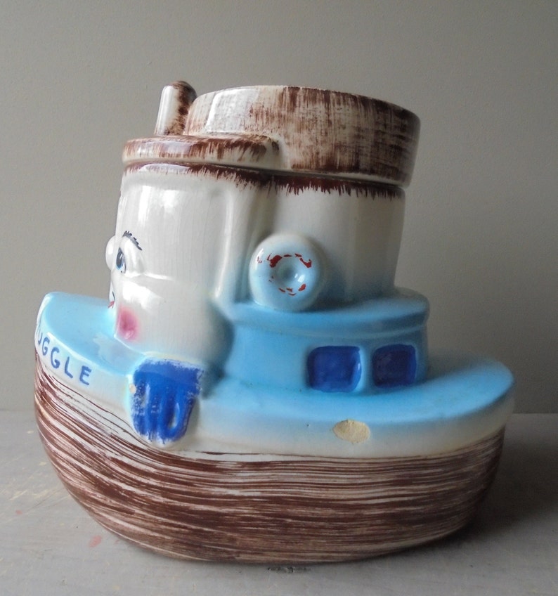 Tuggle the Tugboat Cookie Jar, Vintage Nautical Cookie Jar, Kitchen ...