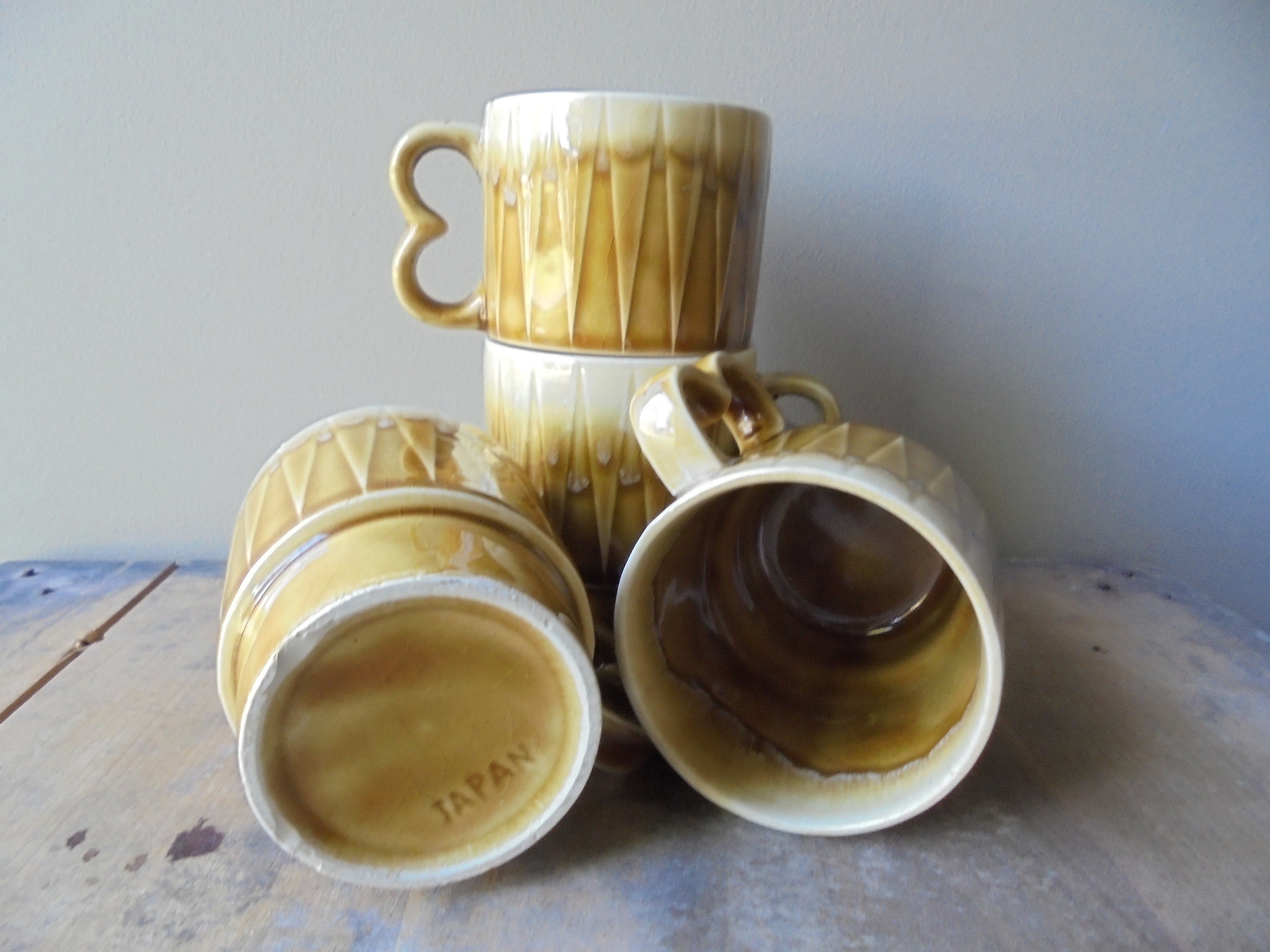 Vintage Mustard Yellow Coffee Mug Yellow Stackable Coffee Etsy Australia
