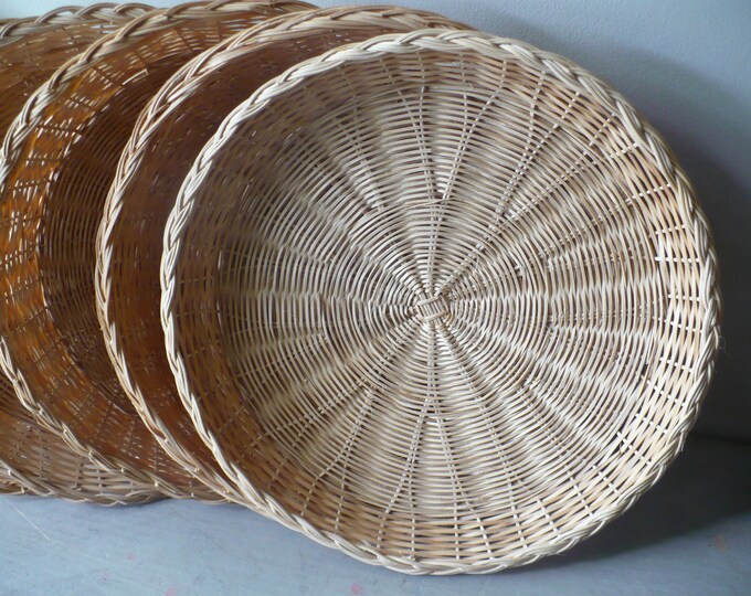 Vintage Paper Plate Holder Set of Six Wicker Paper Plate Etsy