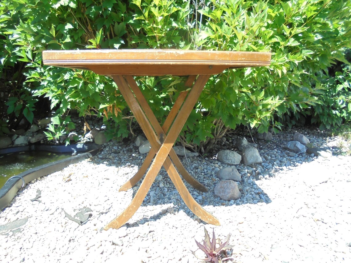 Vintage Wood Folding Table Antique Folding Card Table Table Etsy