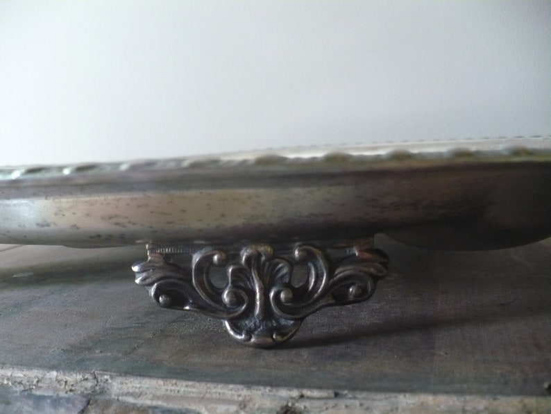 Silver Plated Serving Tray with Feet Vintage Well and Tree Etsy
