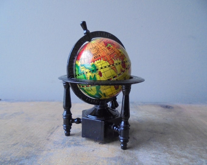 Vintage Globe Pencil Sharpener Small Globe on Black Stand Etsy
