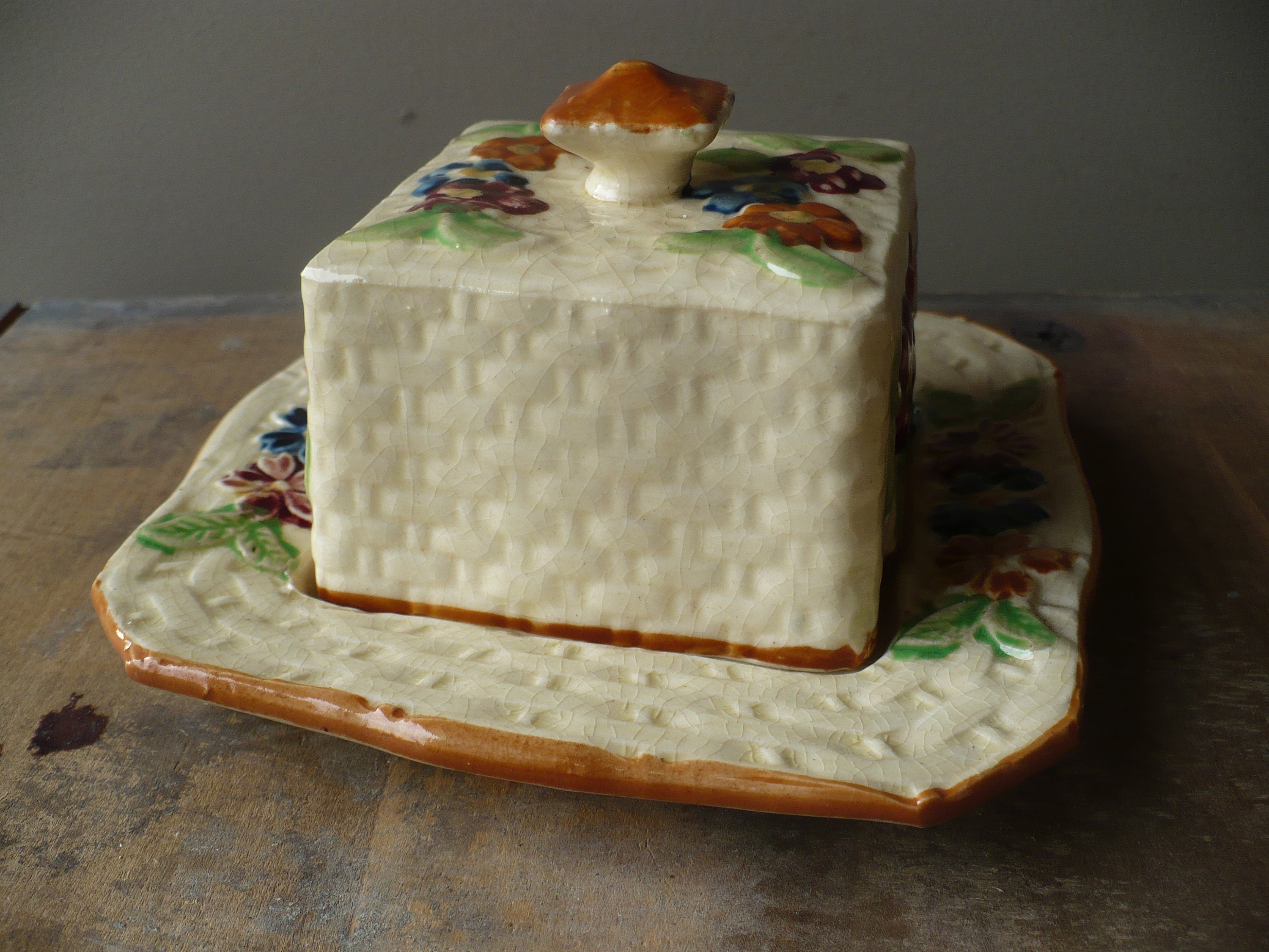 Vintage Square Covered Butter Dish With Basket Weave Design Etsy