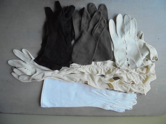 Vintage LOT of Women's Gloves, Ladies White Eveni… - image 10