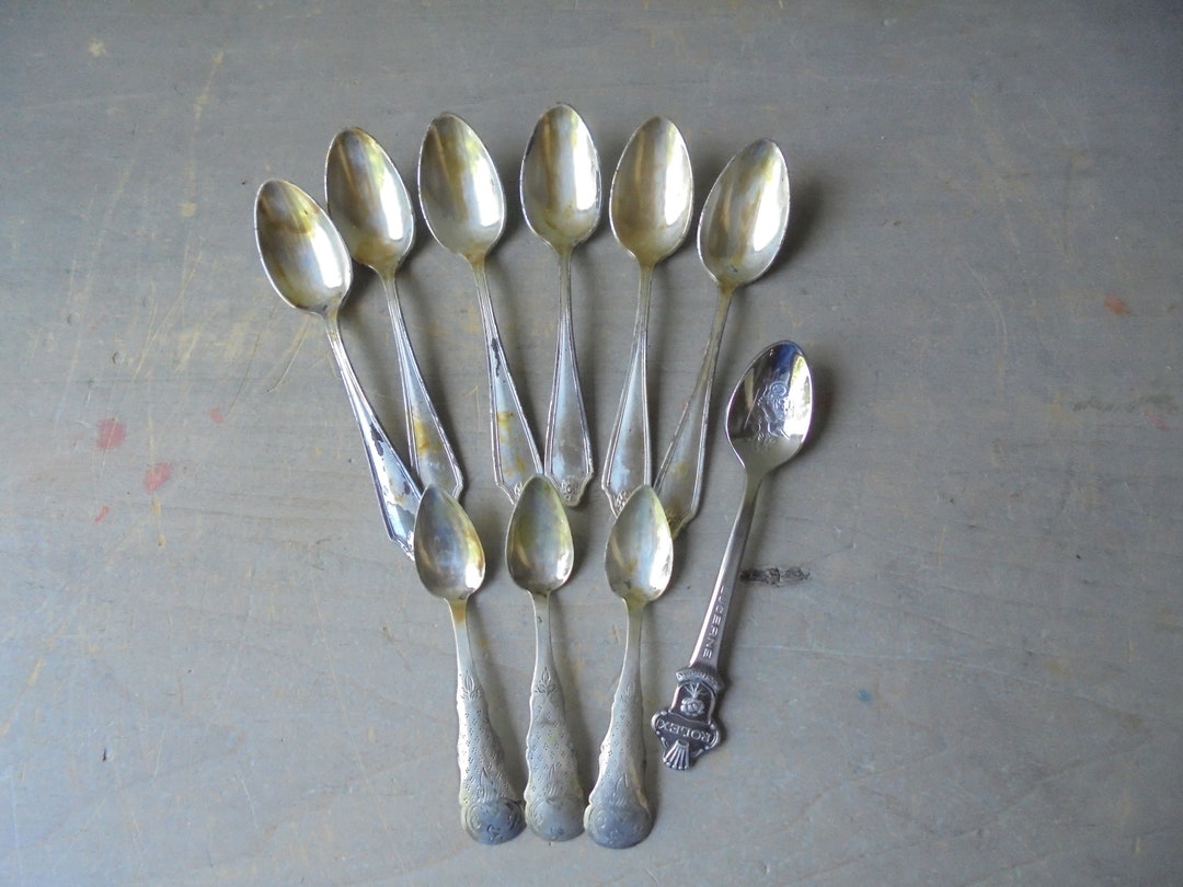 Vintage Set of Metal Baby Spoons, Collectible Spoons, Vintage Baby