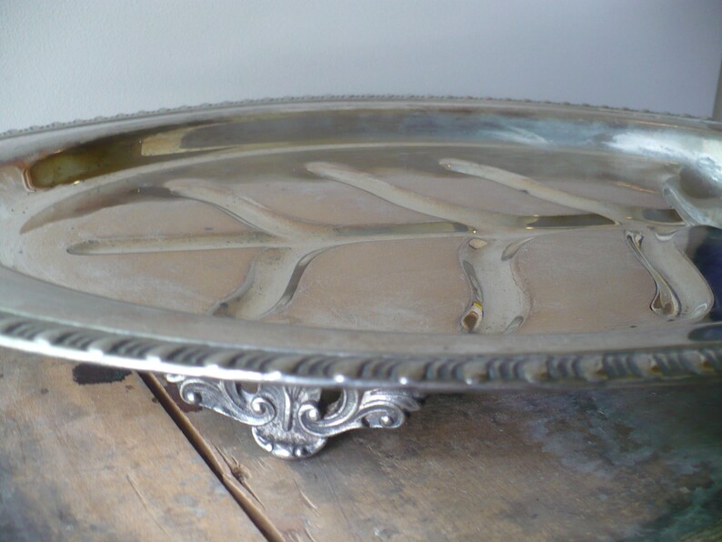 Silver Plated Serving Tray with Feet Vintage Well and Tree Etsy