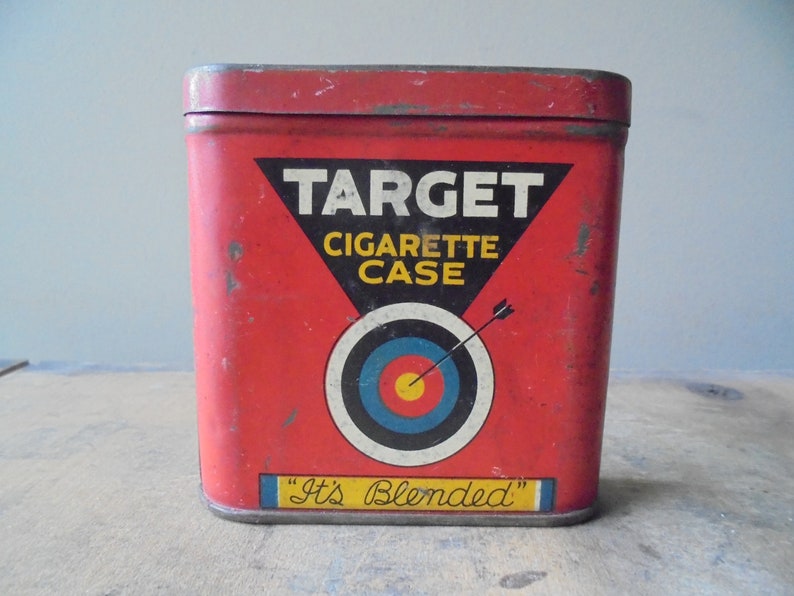 Vintage Target Cigarette Case Vintage Red Tin Cigarette Etsy