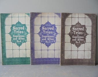 Sacred Trios for Sopranos and Altos Book Set, Sheet Music for Women's Voices, Vintage Hymn Book, TheEarlyBirdFinds