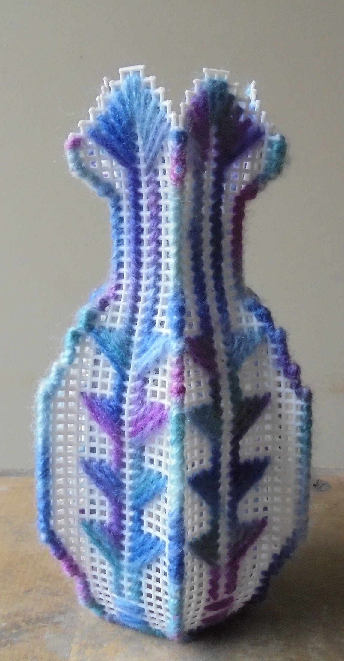 Vintage Plastic Canvas Vase Set of Two Spring Bud Vases Etsy