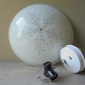 Vintage Ceiling Light Fixture, Large White Frosted Glass Globe, Vintage Light Cover, TheEarlyBirdFinds