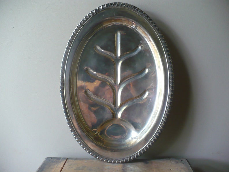 Silver Plated Serving Tray with Feet Vintage Well and Tree Etsy