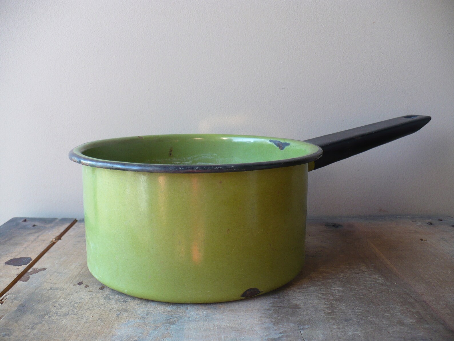 Vintage Green Enamel Saucepan Vintage Cookware Black and Etsy