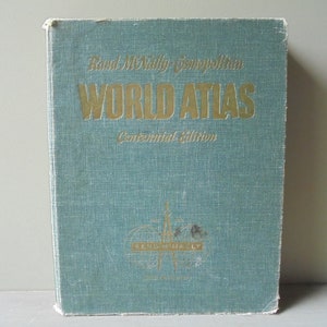 Rand McNally Cosmopolitan World Atlas Centennial Edition, Vintage Green Hardcover Book, TheEarlyBirdFinds
