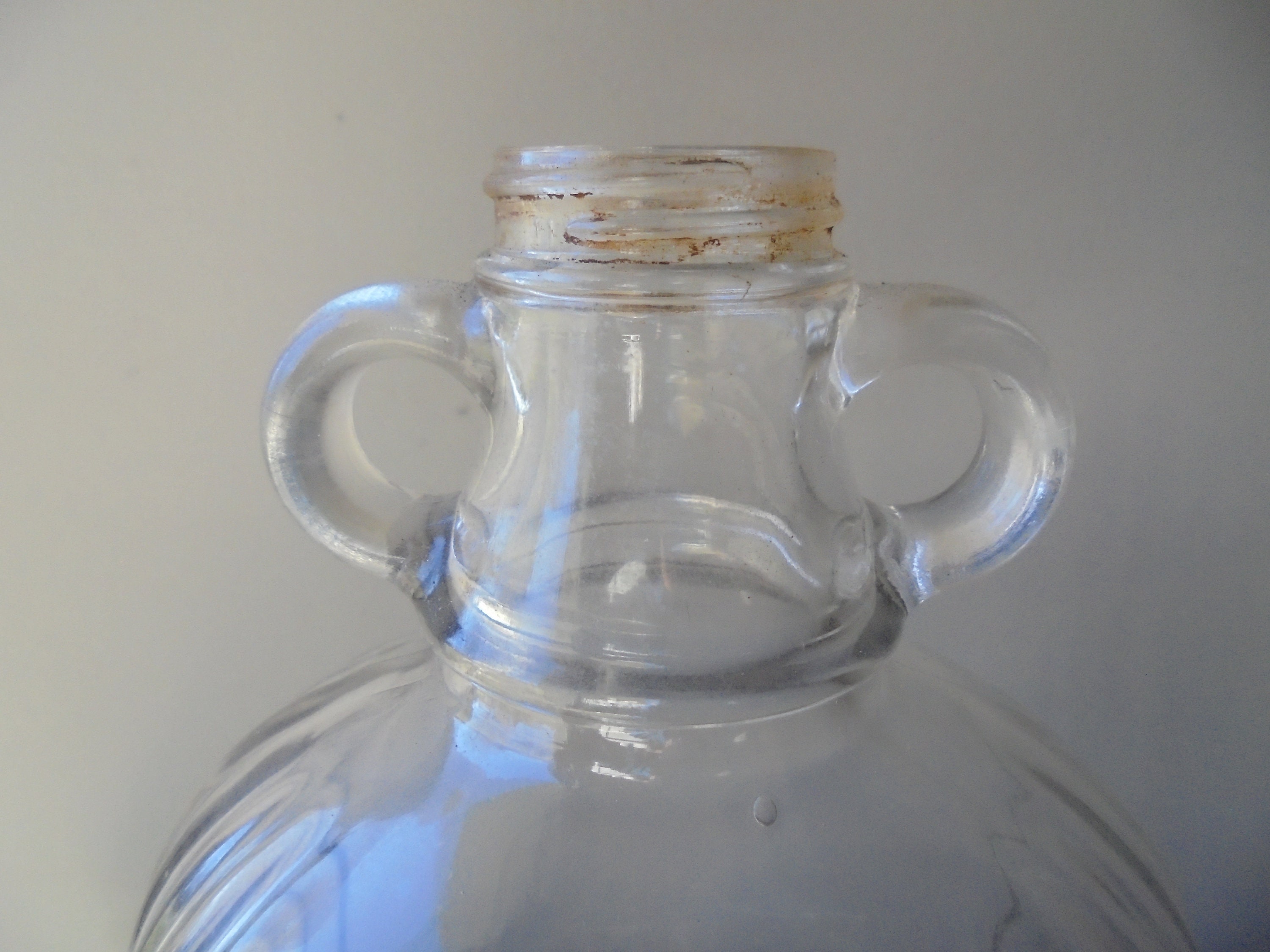 One Half Gallon Glass Jug, Vintage Houpperts Double Handle Glass