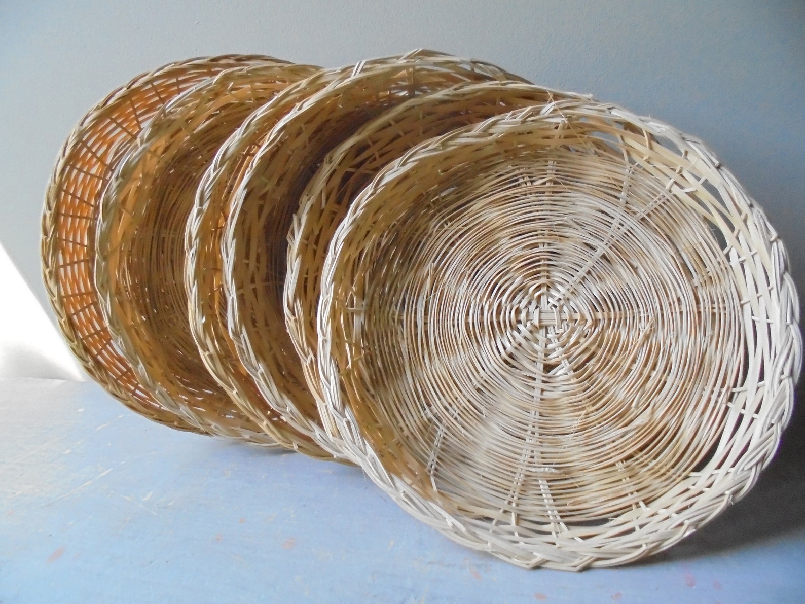 Vintage Paper Plate Holder Set of Six Wicker Paper Plate Etsy