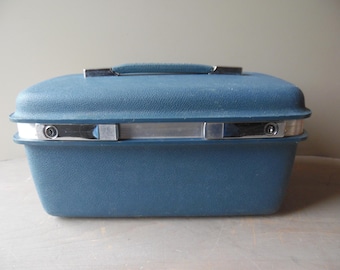 Samsonite Saturn Travel Case, Vintage Train Case, Blue Hard Sided Luggage, TheEarlyBirdFinds