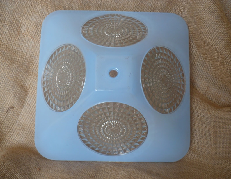Vintage Blue Ceiling Light Cover Square Glass Ceiling Fixture Blue Glass Light Shade Vintage Lamp Globe Theearlybirdfinds