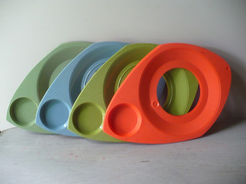 Orange Plastic Paper Plate Holders Set of Eight Vintage Food Etsy