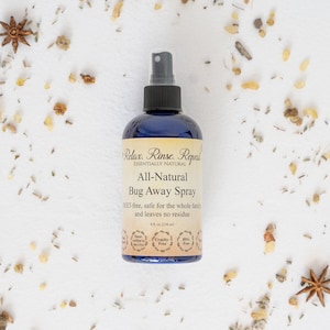 All Natural Bug Away Spray Herbal Insect Repellent Mosquito Ticks Handmade Deet Free Lavender Vegan Local Organic Simple Clean Kid Safe