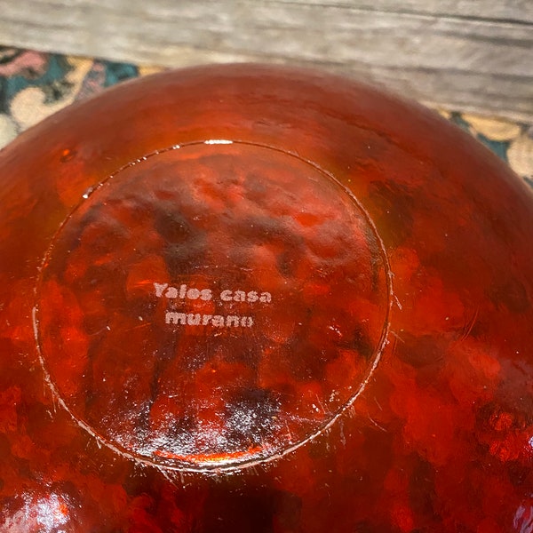 Large ruby red Yalos Casa Murano glass bowl - Beautiful 1970s