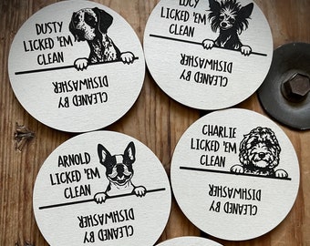 Dishwasher Magnet, Dog Licked ‘Em Clean, Cat Licked ‘Em Clean, Personalized Dog, Personalized Cat