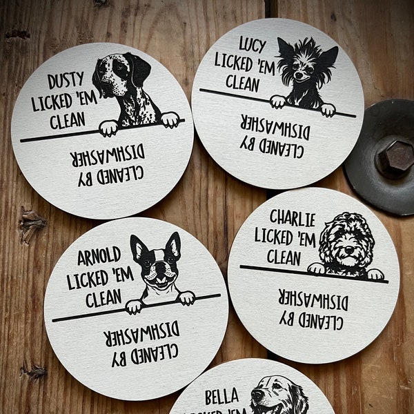 Dishwasher Magnet, Dog Licked ‘Em Clean, Cat Licked ‘Em Clean, Personalized Dog, Personalized Cat