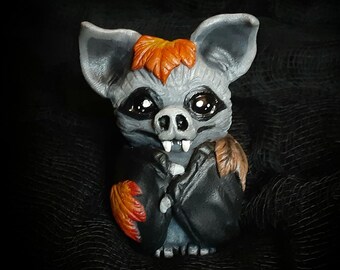 Autumn Leaf Bat MADE TO ORDER | Handmade Polymer Clay Creature | Fall Fantasy Creature | Creepy Cute Sculpture Art | Whimsical Bat Figurine