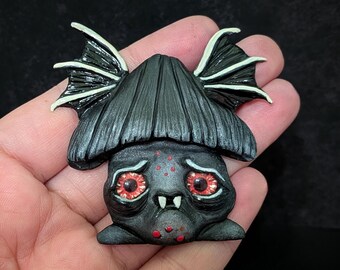 Bat Mushroom Magnet | Gothic Mushie Bat Creature | Creepy Cute Polymer Clay Art