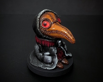 Mini Plague Doctor Sculpture, Creepy Cute Gothic Art, One of a Kind Polymer Clay Dark Fantasy Figure