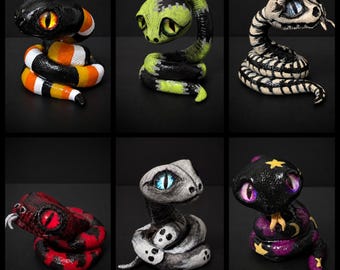 MADE TO ORDER Halloween Snakes | Creepy Cute Polymer Clay Sculptures | Choose Your Spooky Snake | Handmade Fantasy Creature Art