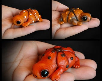 PREORDER Baby Pumpkin Frog | Creepy Cute Polymer Clay Sculpture | Fall Halloween Decor | Handmade Frog Art | Spooky Pumpkin Creature