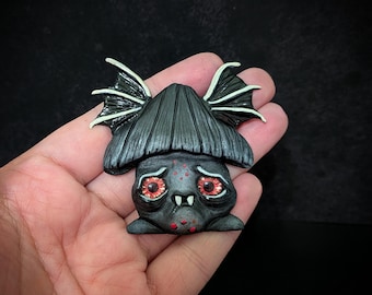 Bat Mushroom Magnet | Gothic Mushie Bat Creature | Creepy Cute Polymer Clay Art